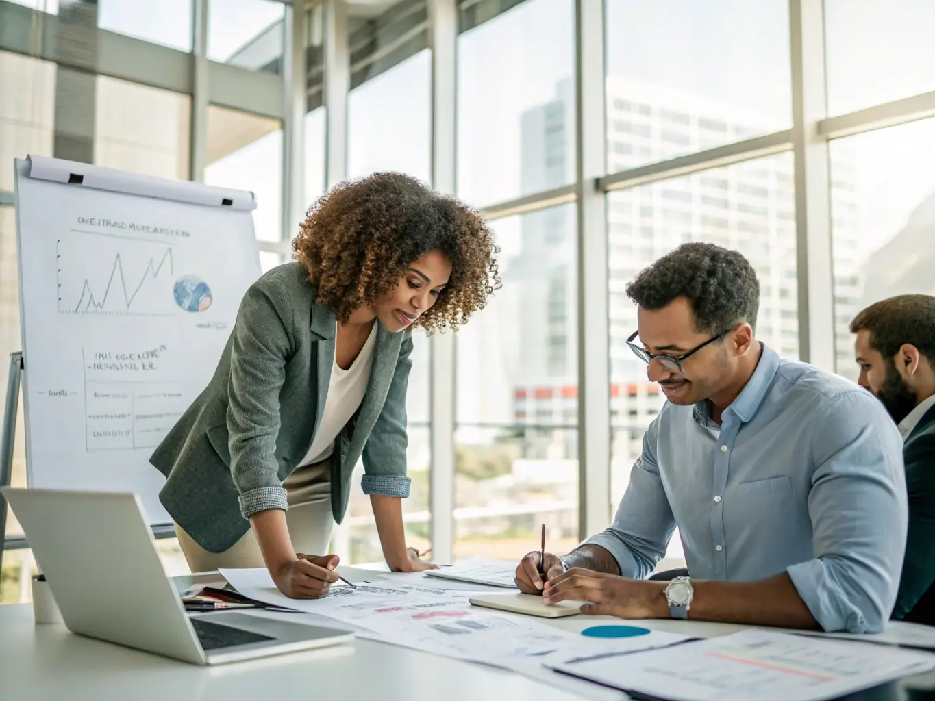 A diverse team of financial experts is collaborating in a modern office, representing EpaymentAmerica's commitment to providing expert support and guidance to its clients.